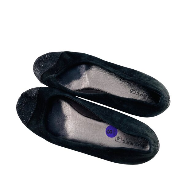 Sperry Women's Black Suede Flats With Glitter Toe Cap Size 8 - Picture 4 of 4